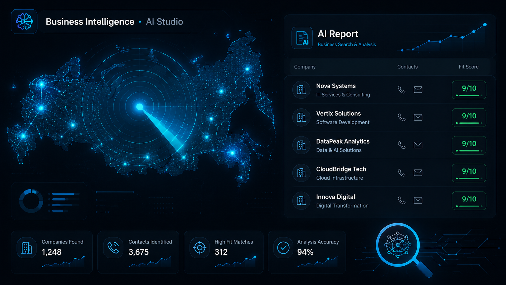 Бизнес-разведка AI Studio — ИИ находит клиентов для мастерской памятников за 5 минут
