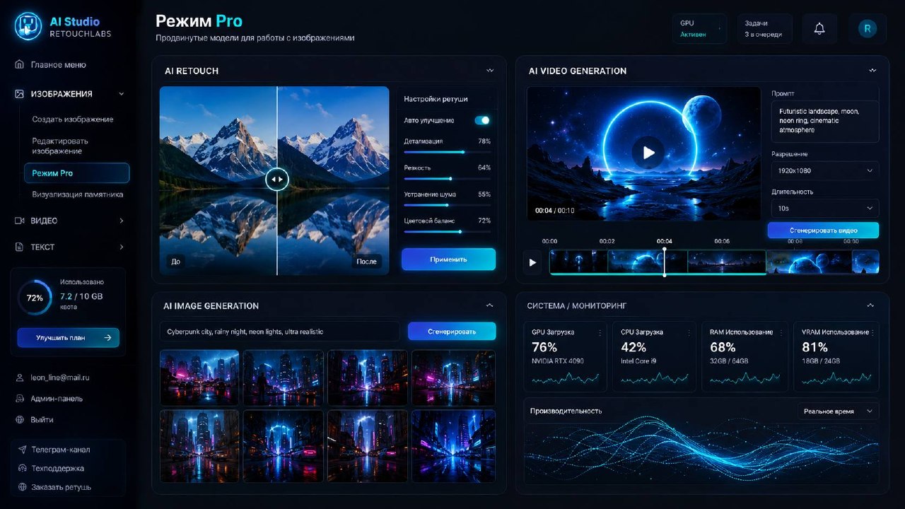 AI Studio — нейросеть для ретуши фото и создания видео бесплатно онлайн